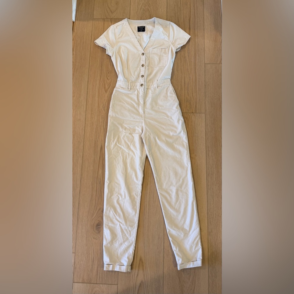 Abercrombie & Fitch Cream Corduroy Jumpsuit